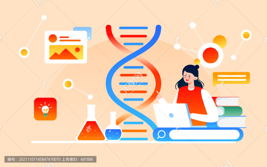 基因科学医疗科技医学研究插画