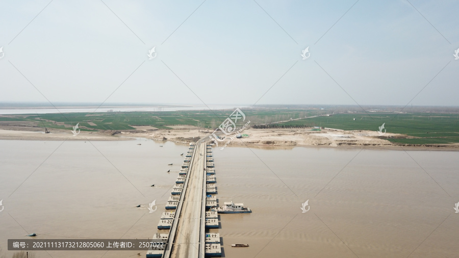 航拍开封黄河浮桥