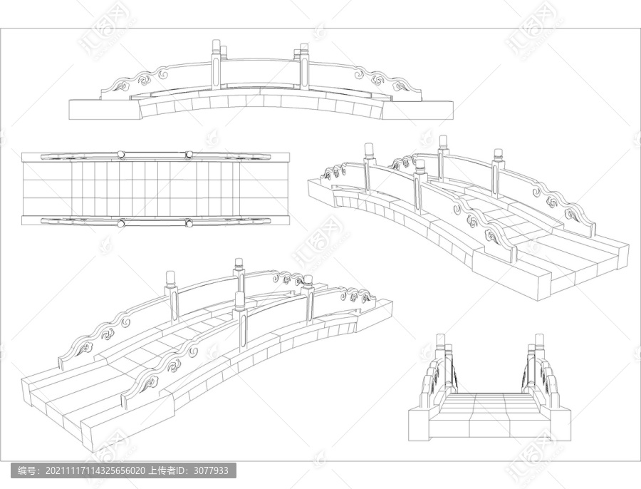 石拱桥三视图图库