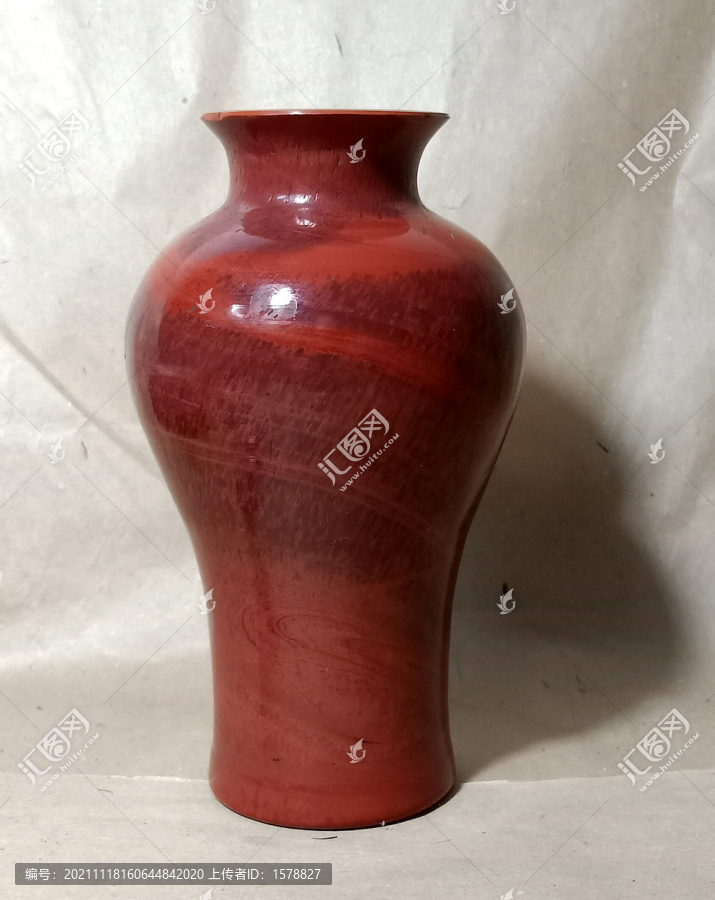 清代博山绞胎琉璃花瓶老料器