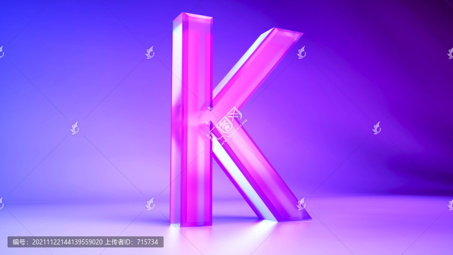 3D渲染英文字母k