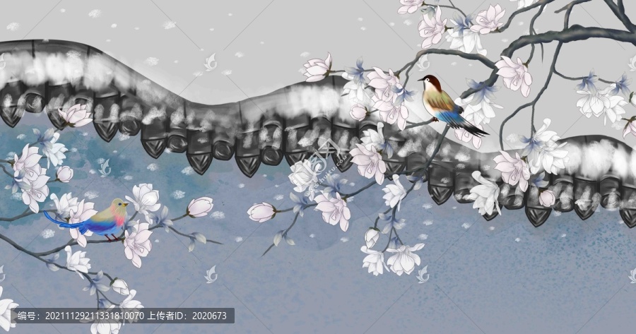 新中式工笔花鸟画