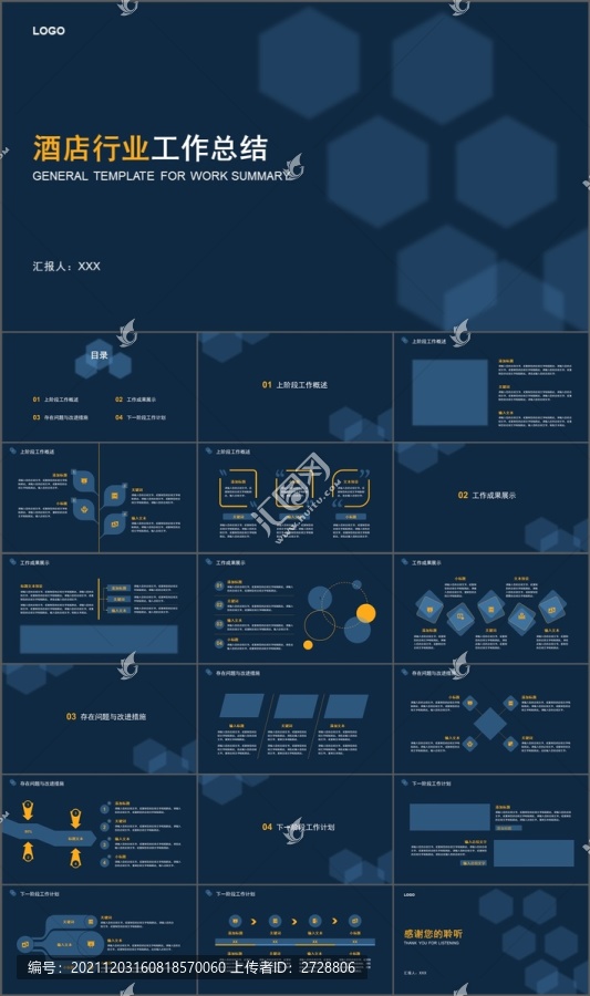酒店行业工作总结汇报PPT模板