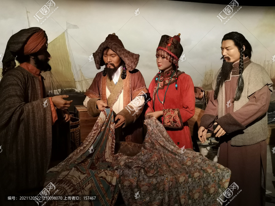 海上丝绸之路古代丝绸贸易场景