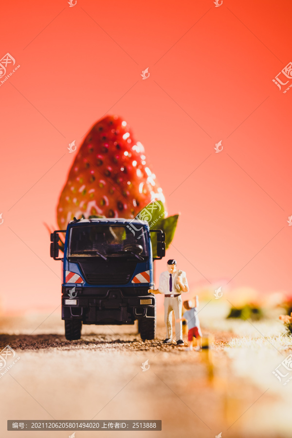 创意微缩父亲节汽车运输草莓