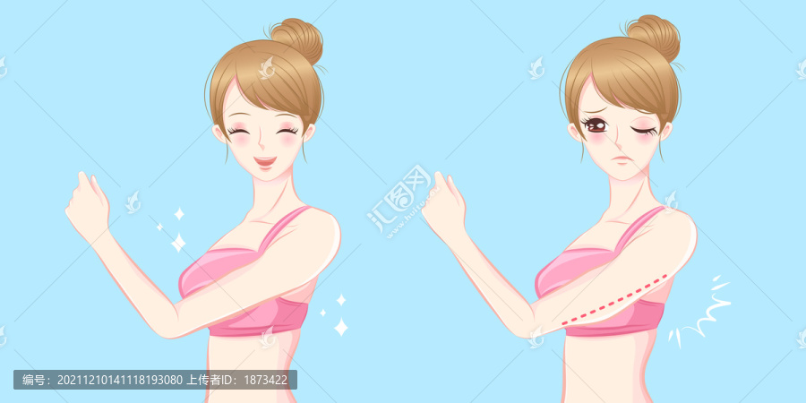 女孩手臂线条对比插图