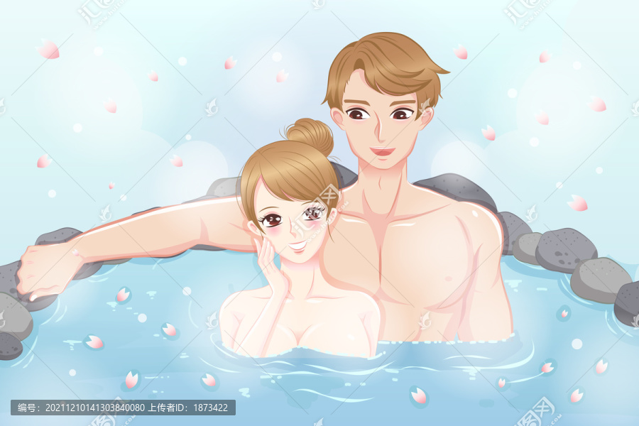 少女依靠男友臂膀温泉插图