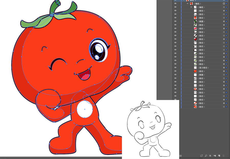 拟人番茄西红柿卡通水果形象图
