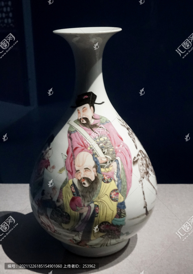 大切な 古美術 中国古美术玉壶春瓶 古染付仕女図壼春瓶 陶芸