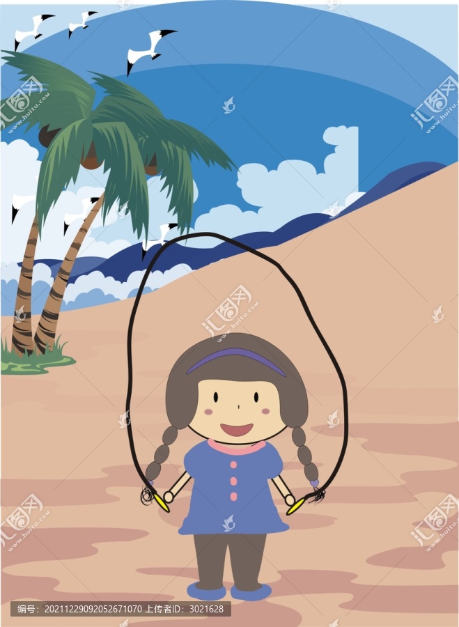 沙滩上运动的女孩海报