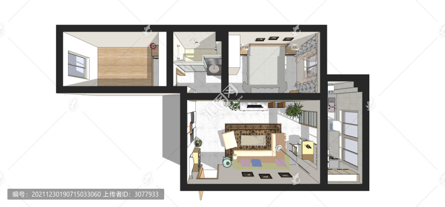 二室小户型鸟瞰图