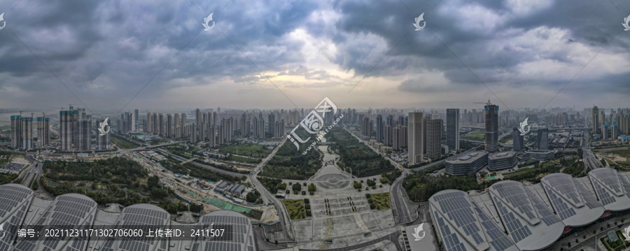 航拍湖北武汉城市全景图