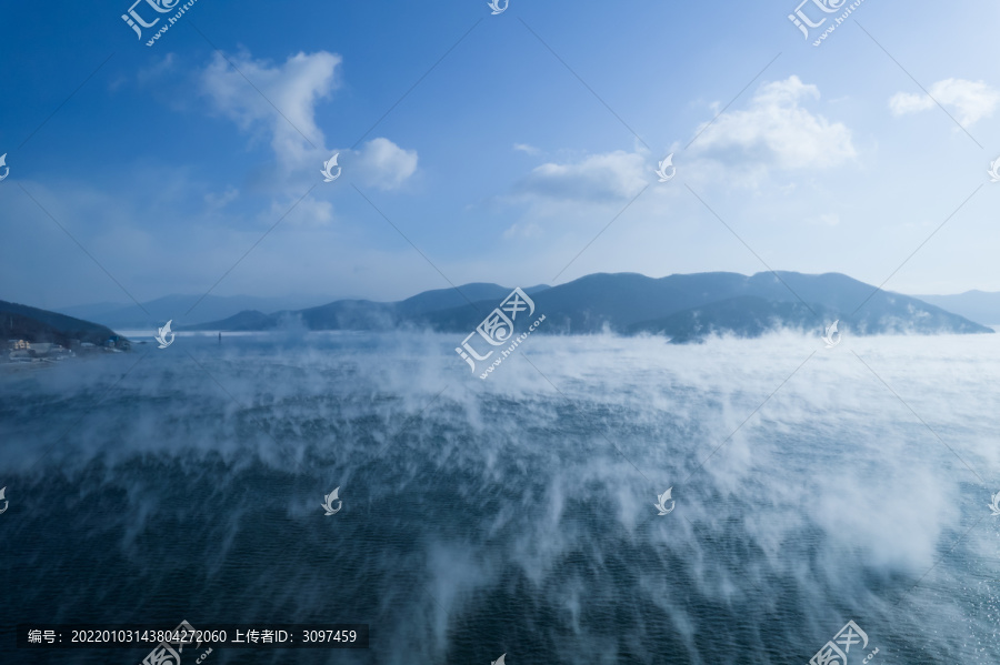 吉林冬季松花湖松水不冻航拍