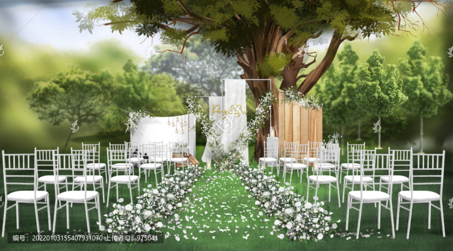 白绿主题婚礼效果图