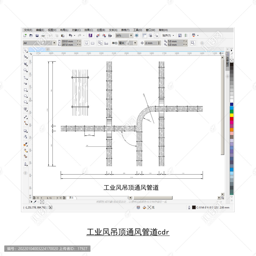 工业风通风管道cdr平面图