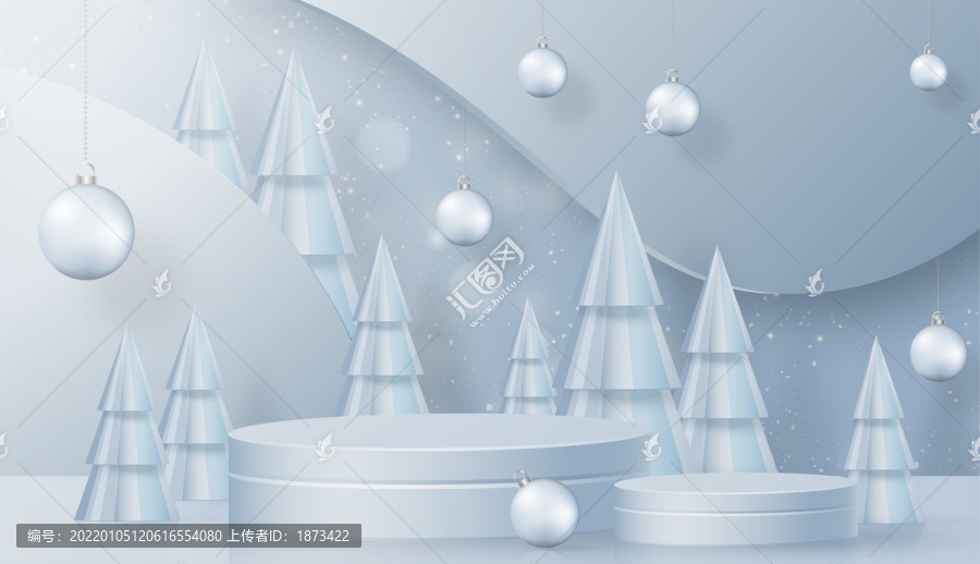 白色圣诞世界舞台背景