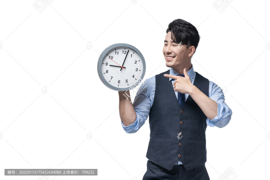 商务男士和时钟