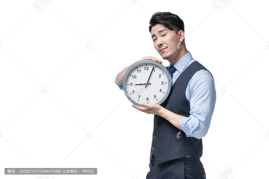 商务男士和时钟
