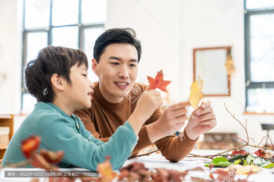 快乐的父子做手工画