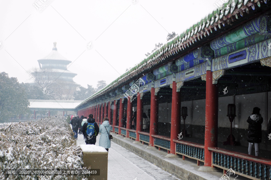 北京天坛长廊雪景