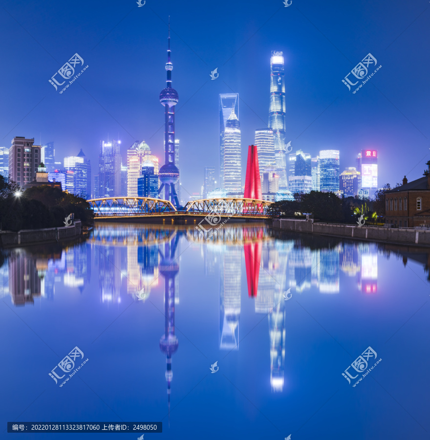 高清上海外滩建筑群夜景