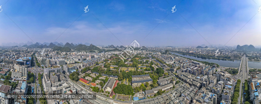 桂林城市风光全景图航拍