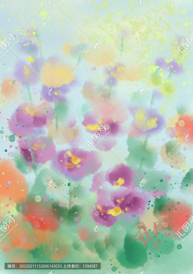 抽象花卉水彩三色堇