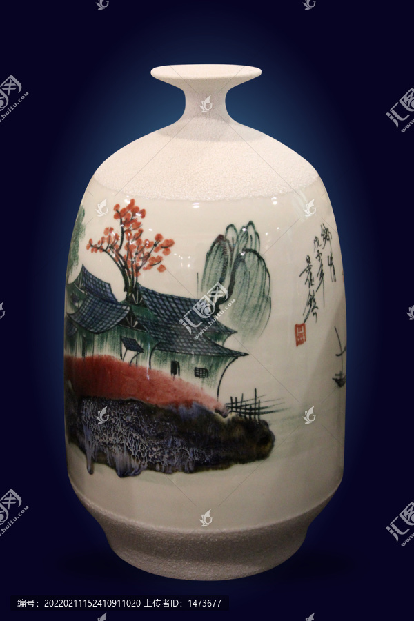 彩绘山水花瓶