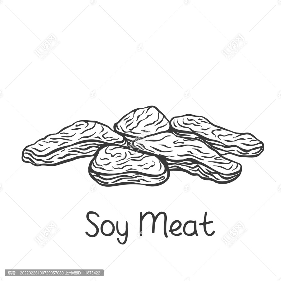 黑白手绘豆制肉品插图