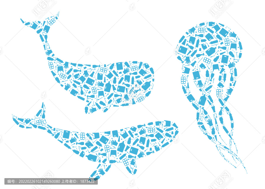 塑料鲸豚水母图案