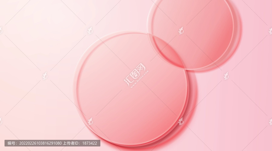 三维粉色玻璃圆盘装饰背景