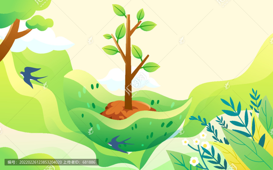 312植树节爱护自然环境插画