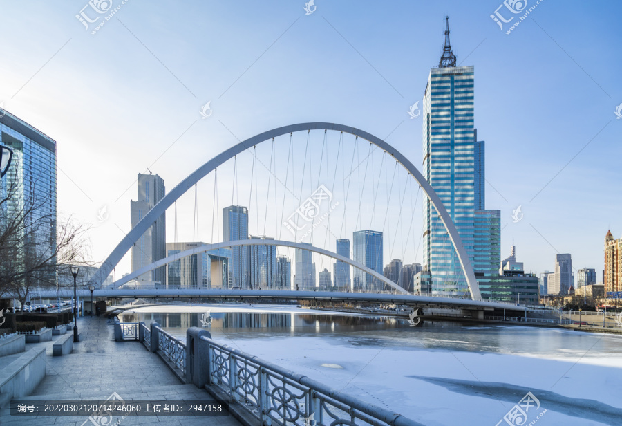 天津建筑大沽桥冬季风光