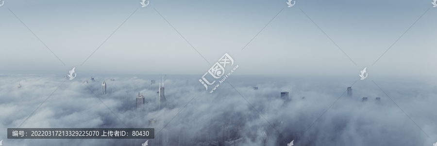 上海浦西平流雾全景