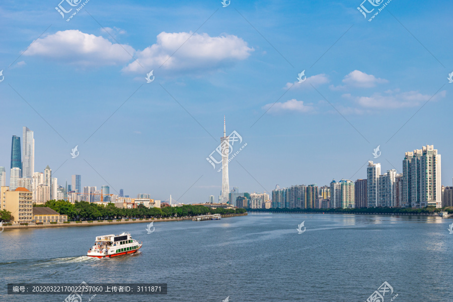 广州珠江河两岸建筑楼风景