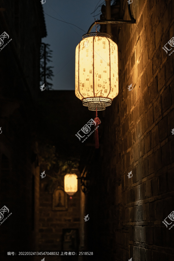 古镇建筑夜景复古中国风灯笼