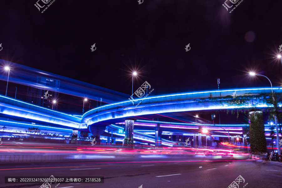 城市夜景灯光车流街景立交桥