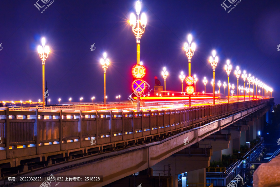 城市街景夜景灯光车流光轨