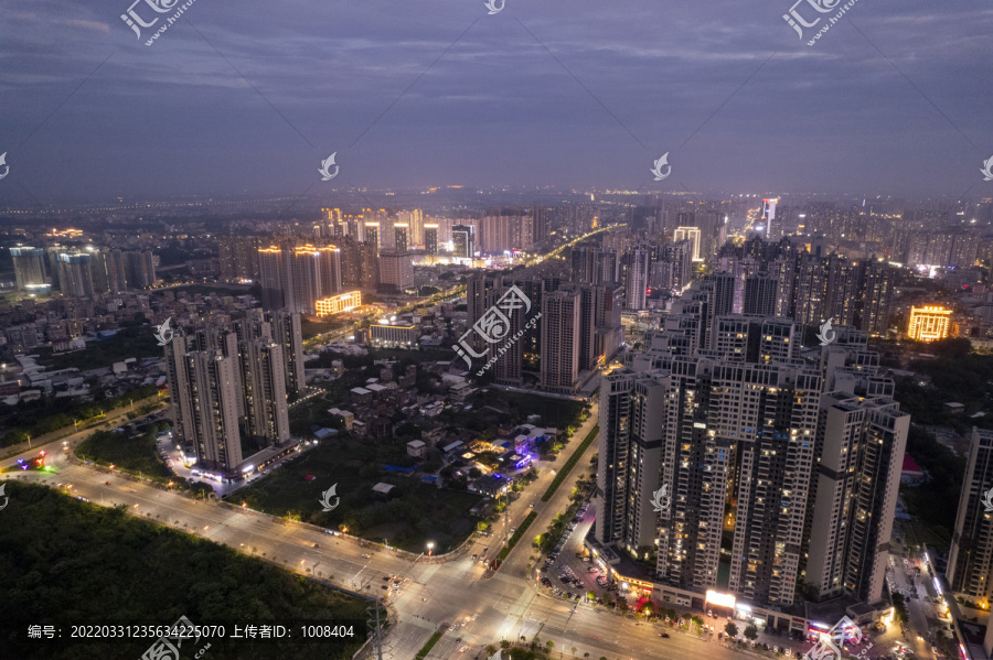 广东茂名官渡路夜景航拍