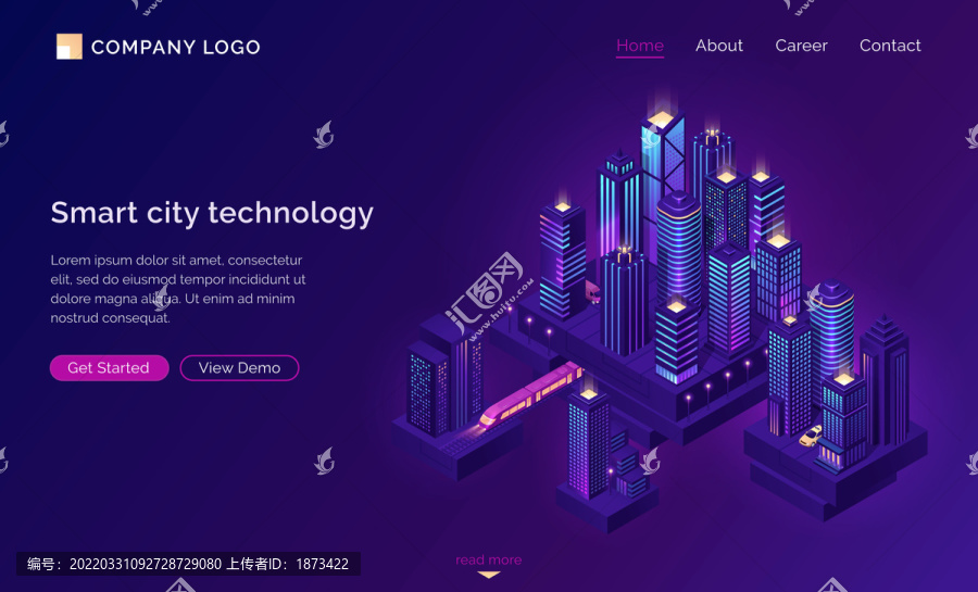 紫色科技智能城市网站封面