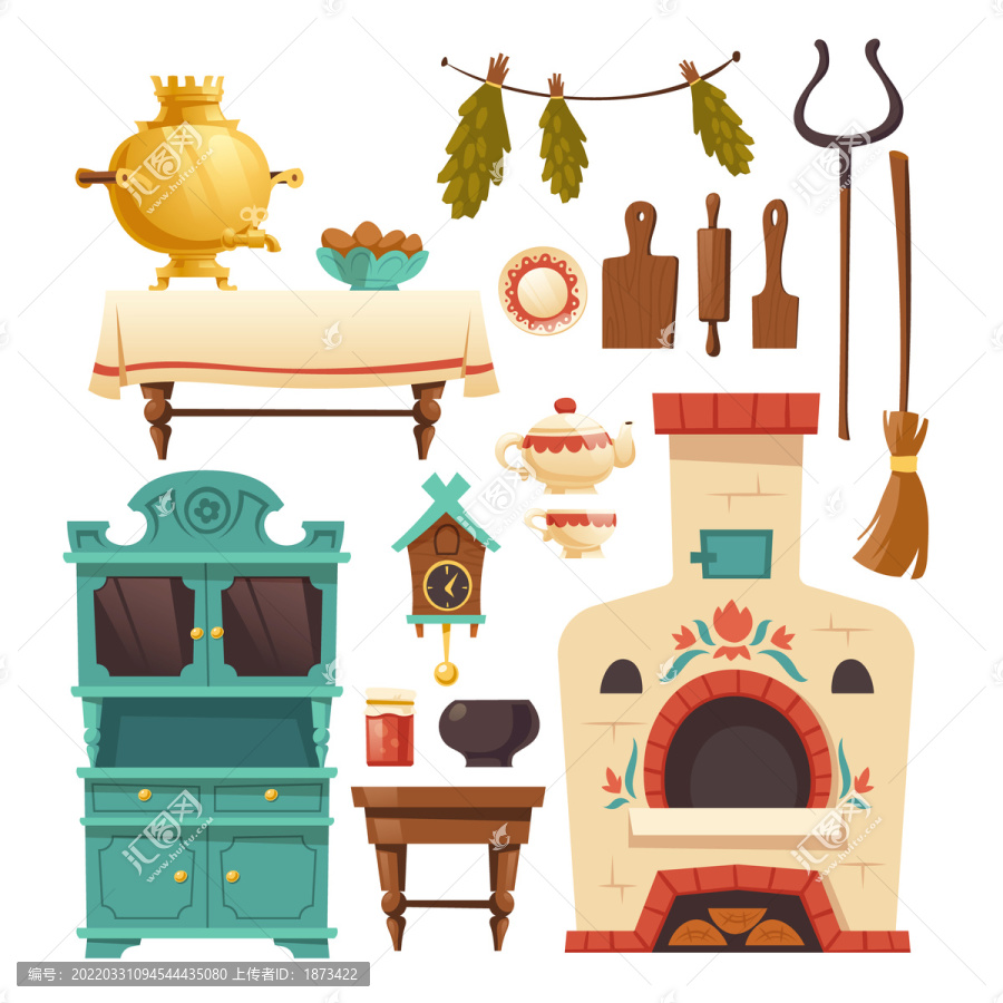 复古欧式厨房用具插图