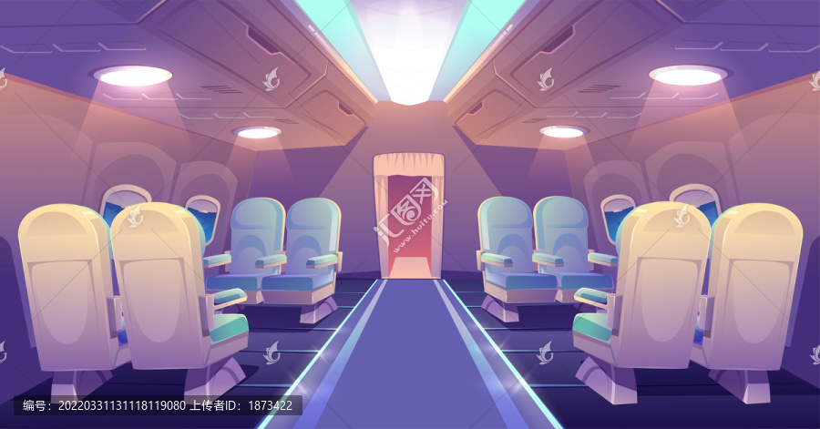 紫色火车厢座椅插图