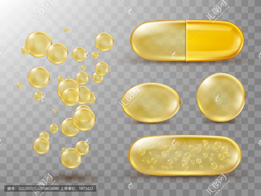 黄色透明鱼油胶囊元素