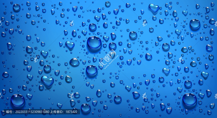 蓝色水滴背景元素