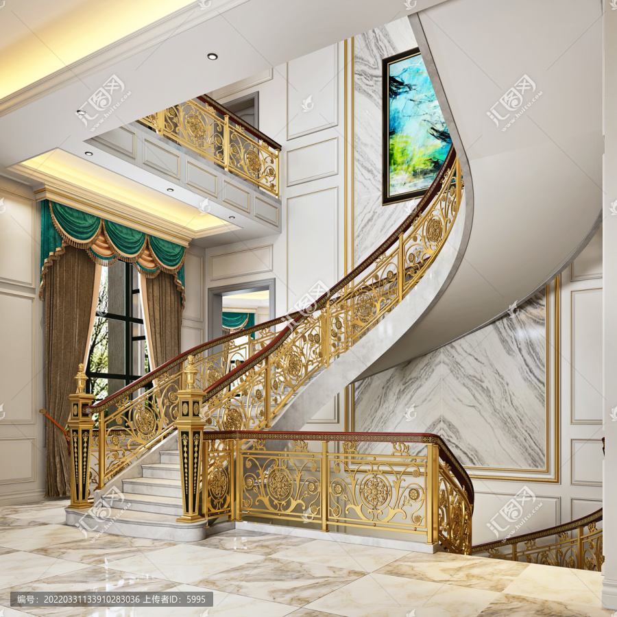 欧式铜艺楼梯