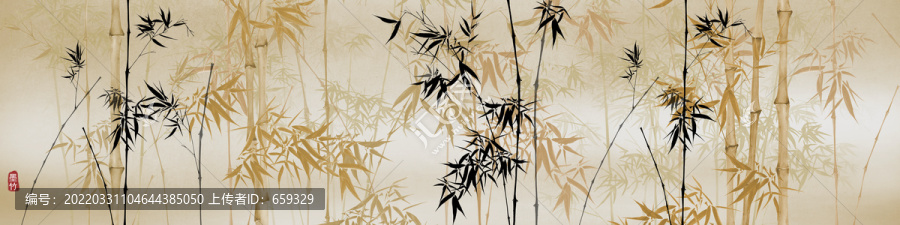 大型中式水墨竹子背景墙