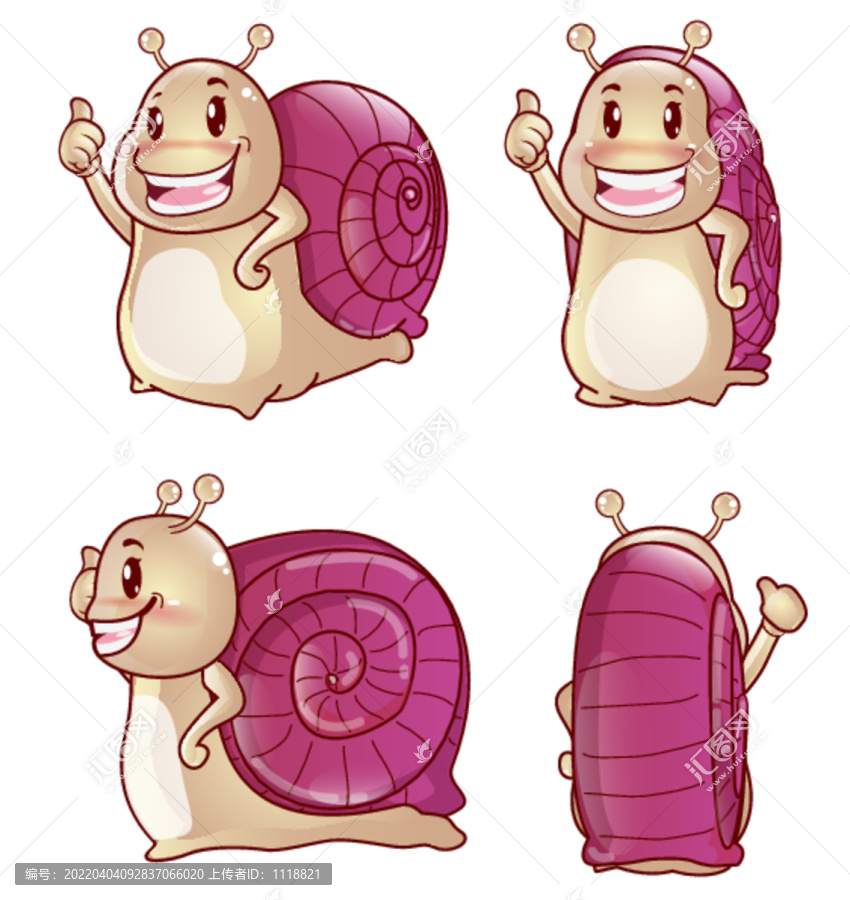 卡通蜗牛动物形象图片矢量图