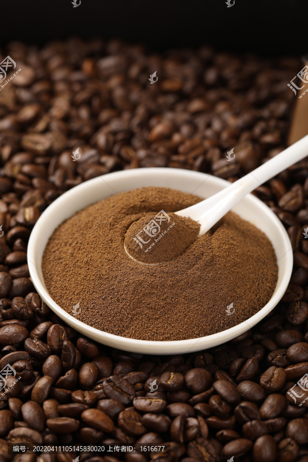 咖啡研磨速溶咖啡粉末特写