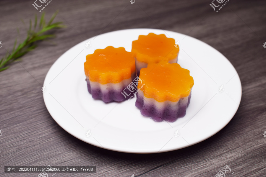 养生多彩南瓜山药紫薯红豆糕