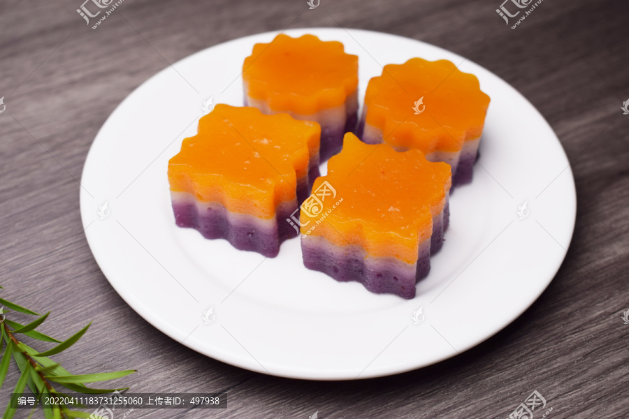 养生多彩南瓜山药紫薯红豆糕